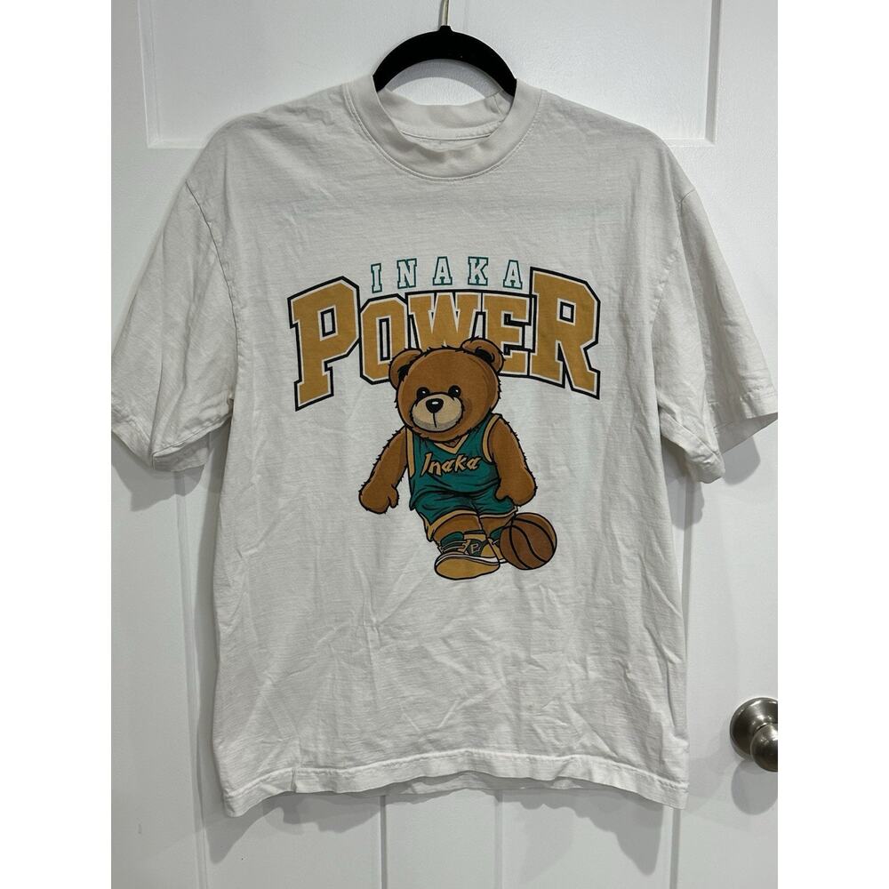 Inaka Power Knicks Teddy T-Shirt Men's Sz M Basketball White Gym Sports